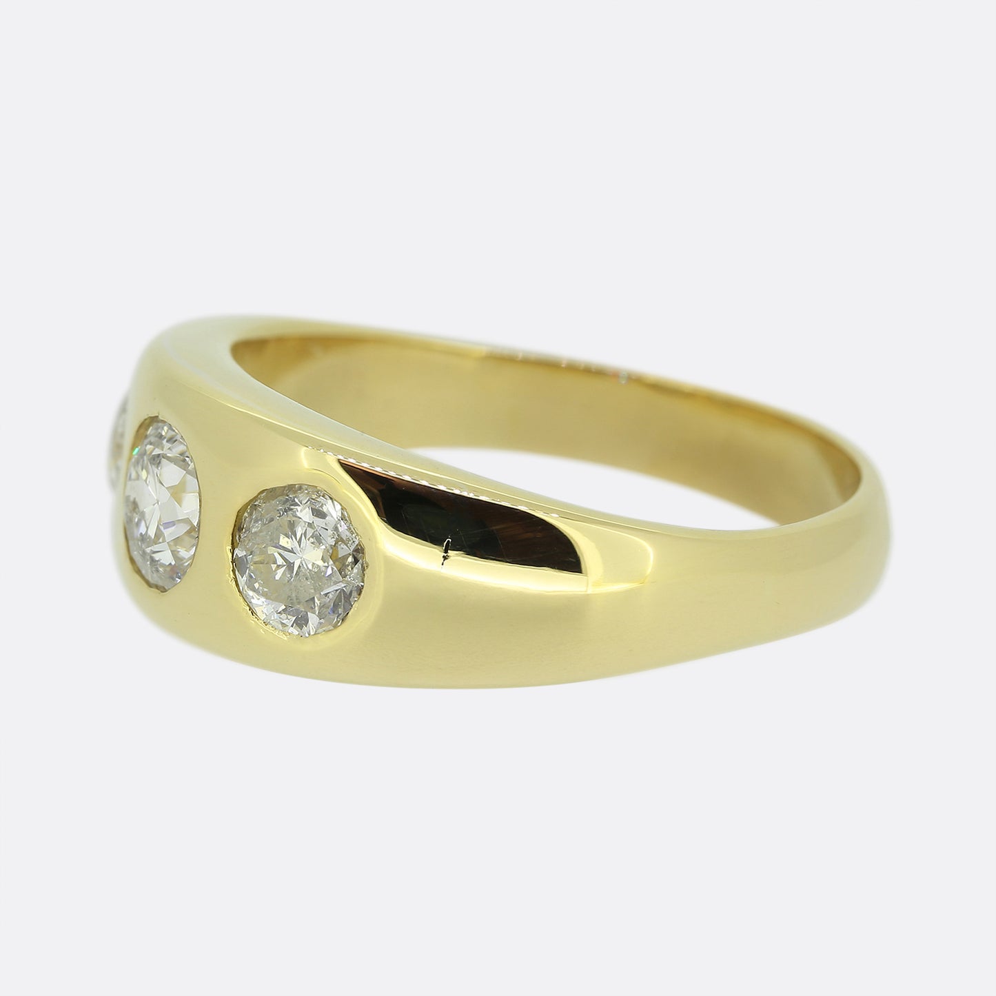 Vintage Old Cut Diamond Three Stone Gypsy Ring