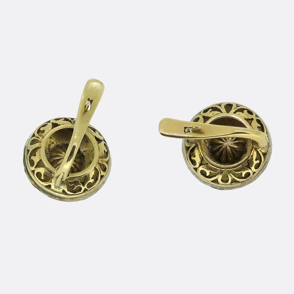 Victorian Rose Cut Diamond Cluster Earrings