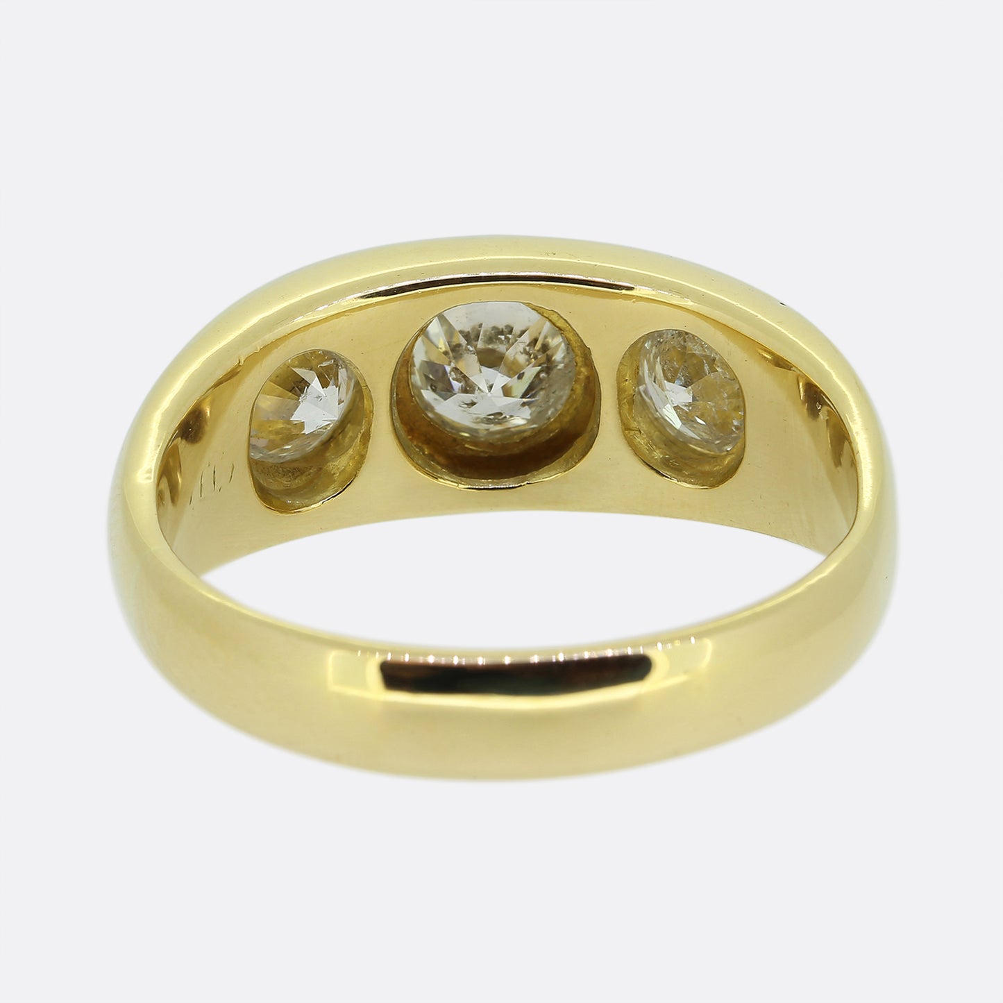 Vintage Old Cut Diamond Three Stone Gypsy Ring