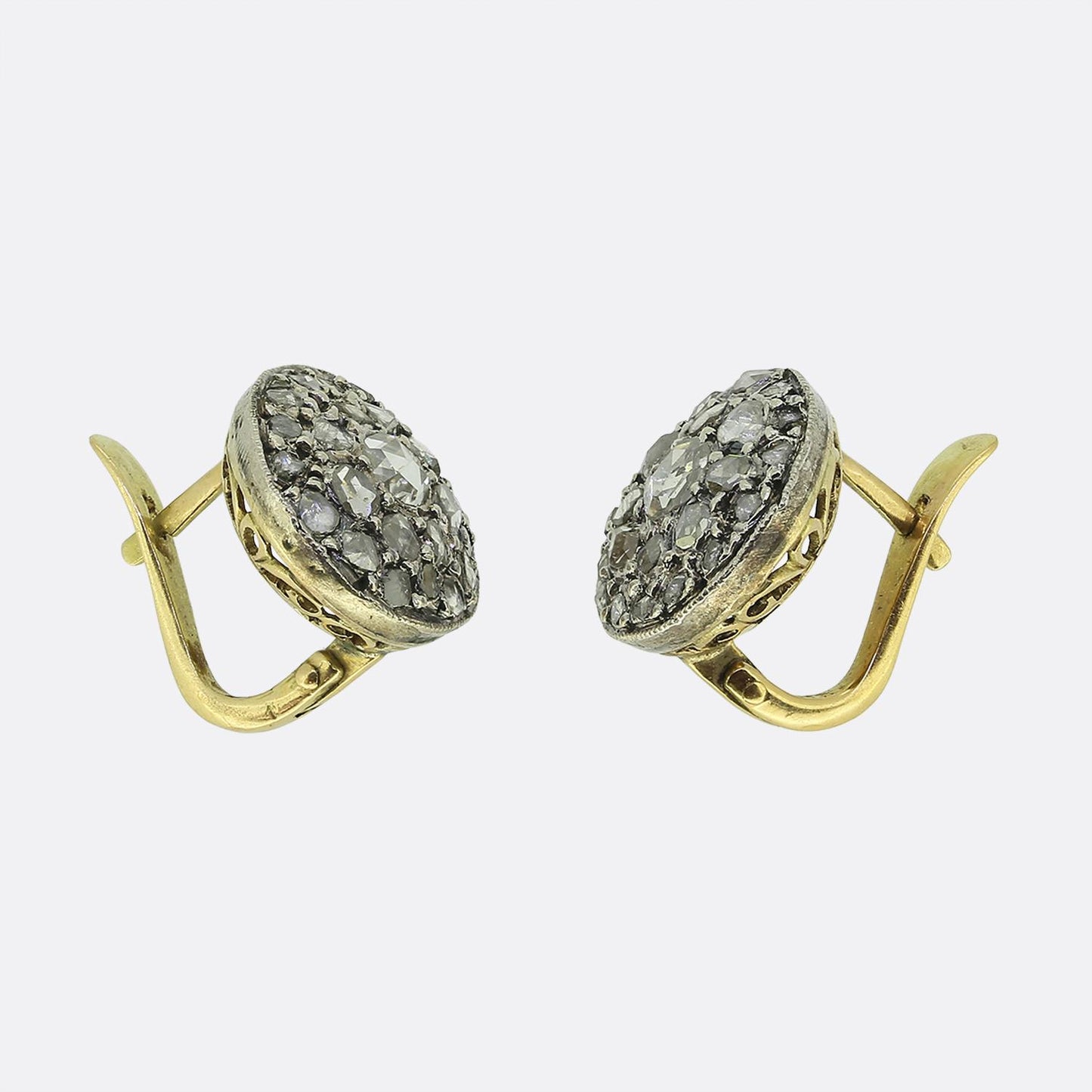 Victorian Rose Cut Diamond Cluster Earrings