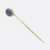Antique Sapphire Roman Bust Intaglio and Enamel Stick Pin