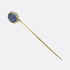 Antique Sapphire Roman Bust Intaglio and Enamel Stick Pin