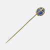 Antique Sapphire Roman Bust Intaglio and Enamel Stick Pin