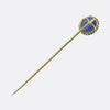 Antique Sapphire Roman Bust Intaglio and Enamel Stick Pin