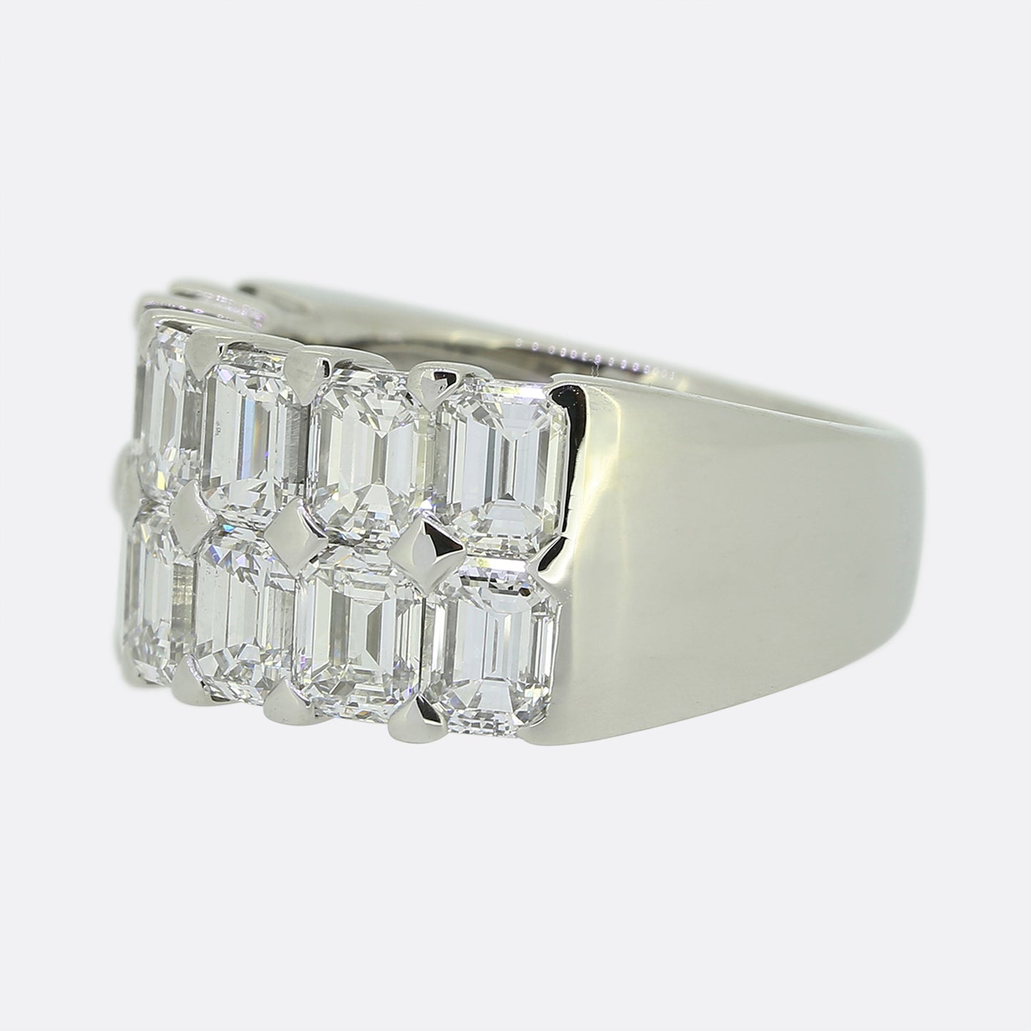 Boodles Emerald Cut Diamond Two Row Ring