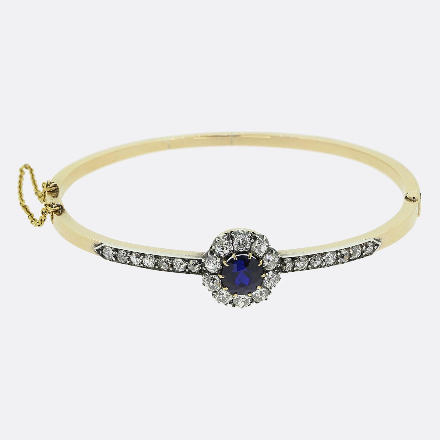 Antique Burmese Sapphire and Diamond Cluster Bangle