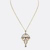 Art Nouveau Garnet and Pearl Pendant Necklace