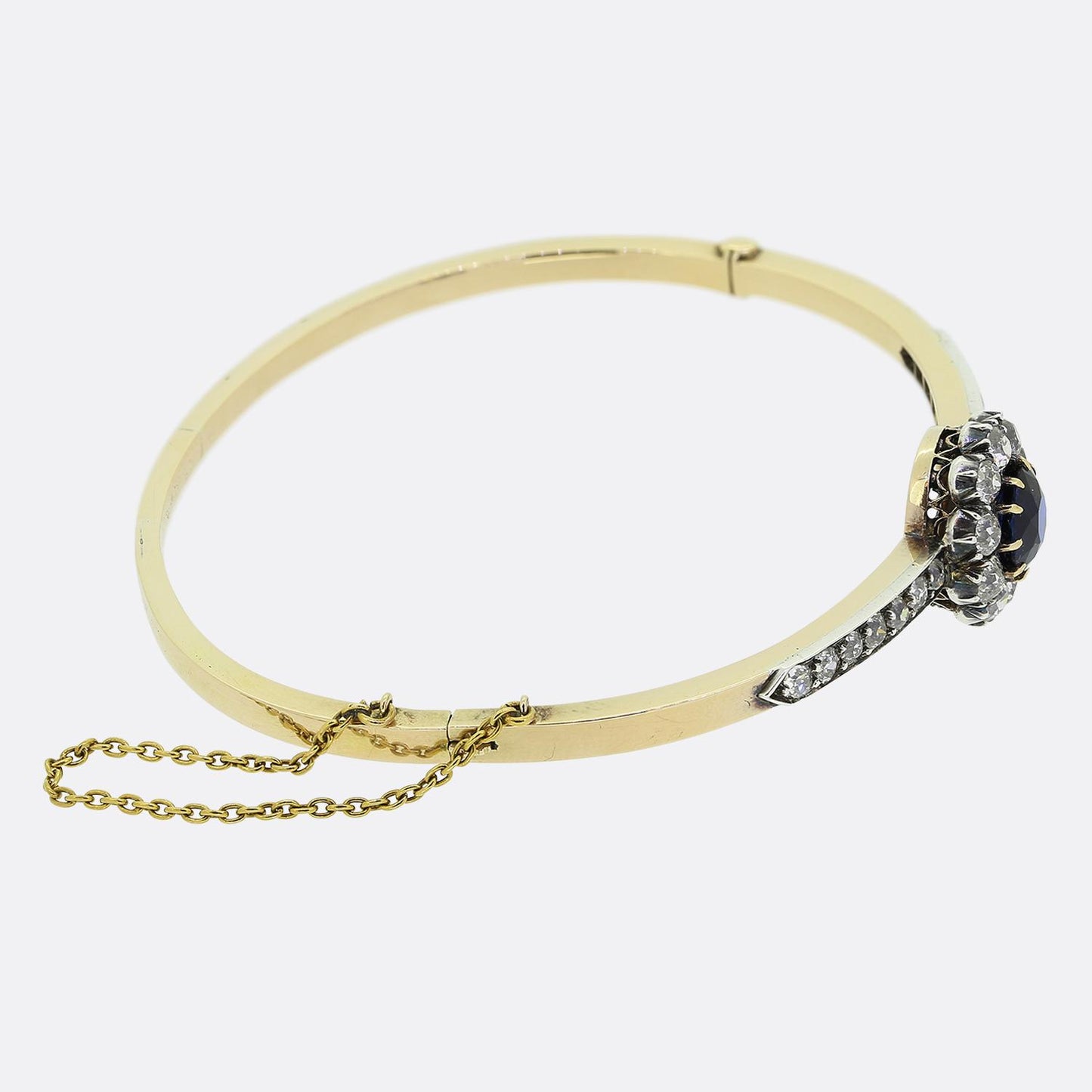 Antique Burmese Sapphire and Diamond Cluster Bangle