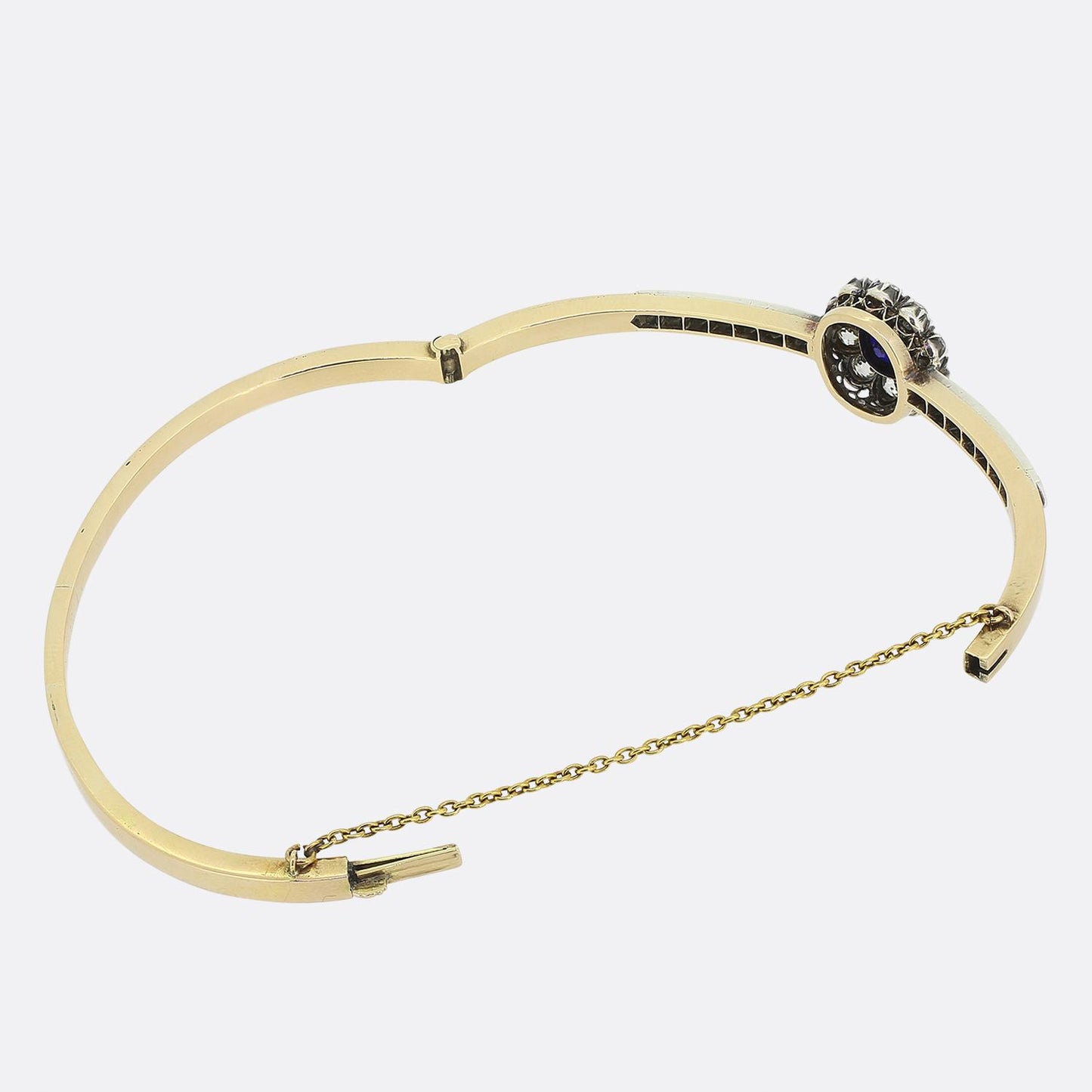 Antique Burmese Sapphire and Diamond Cluster Bangle