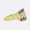 Edwardian Ruby Sapphire and Diamond Three Row Ring