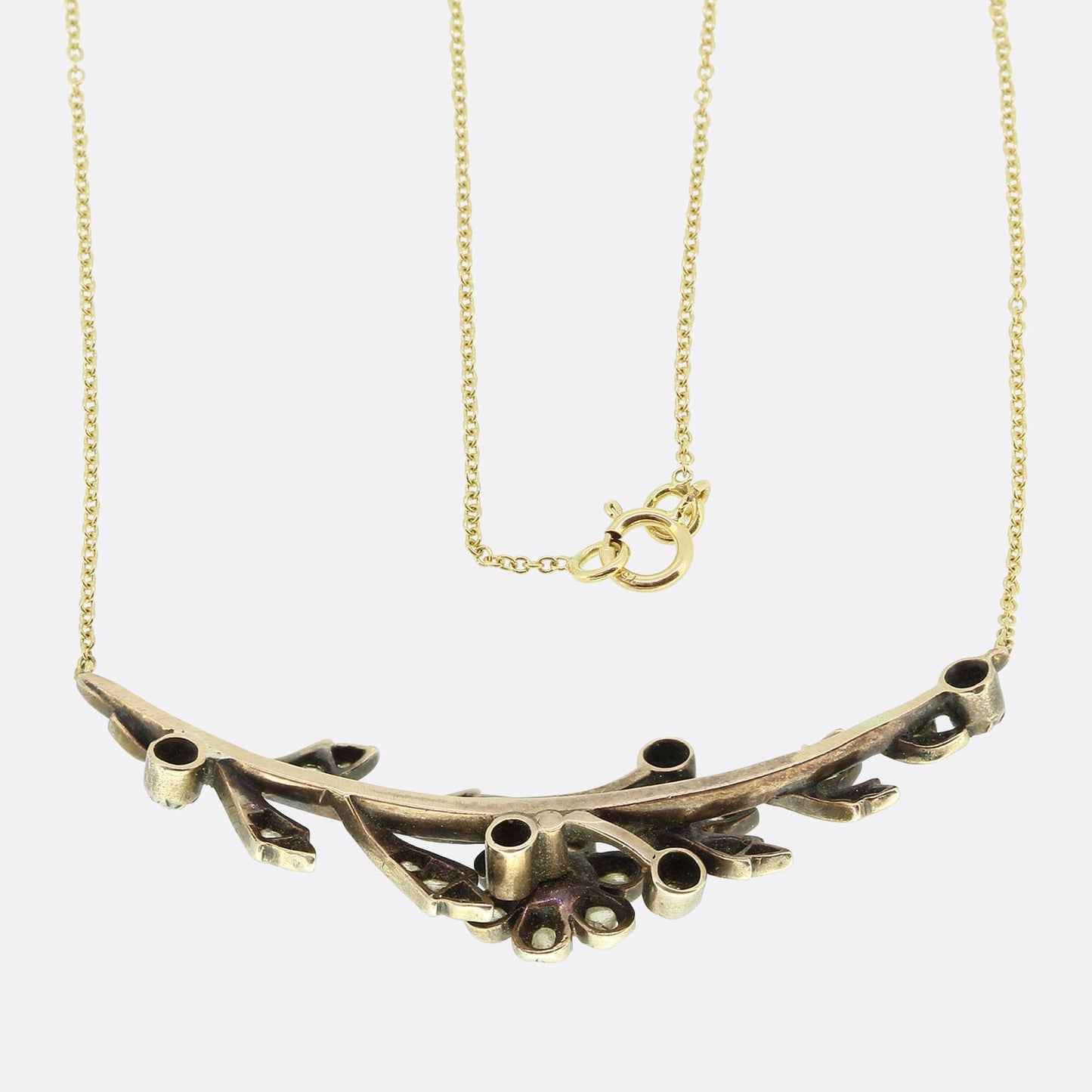 Victorian Diamond Floral Pendant Necklace