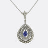 Vintage Unheated Sapphire and Diamond Drop Necklace