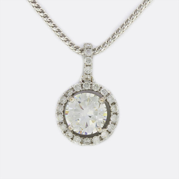 1.60 Carat Diamond Halo Pendant Necklace
