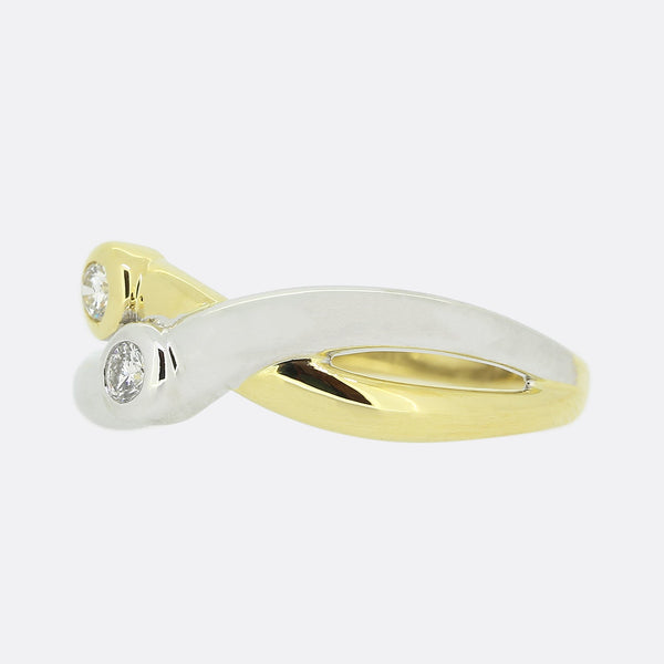 0.10 Carat Two Stone Diamond Crossover Ring