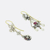 Victorian Clover and Fleur-De-Lis Diamond Drop Earrings