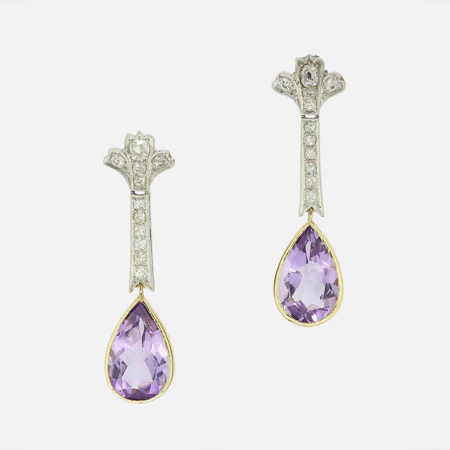 Victorian Amethyst and Diamond Drop Earrings