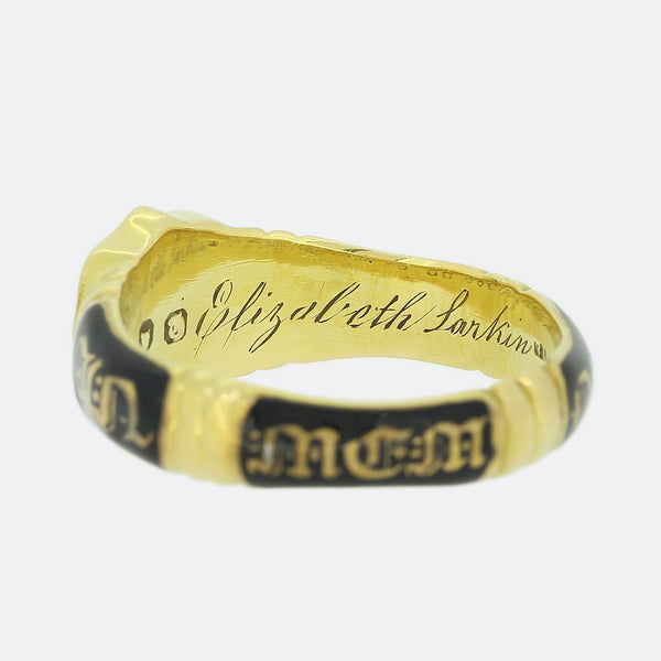 Victorian 1850s 'In Memory Of' Enamel Mourning Band Ring