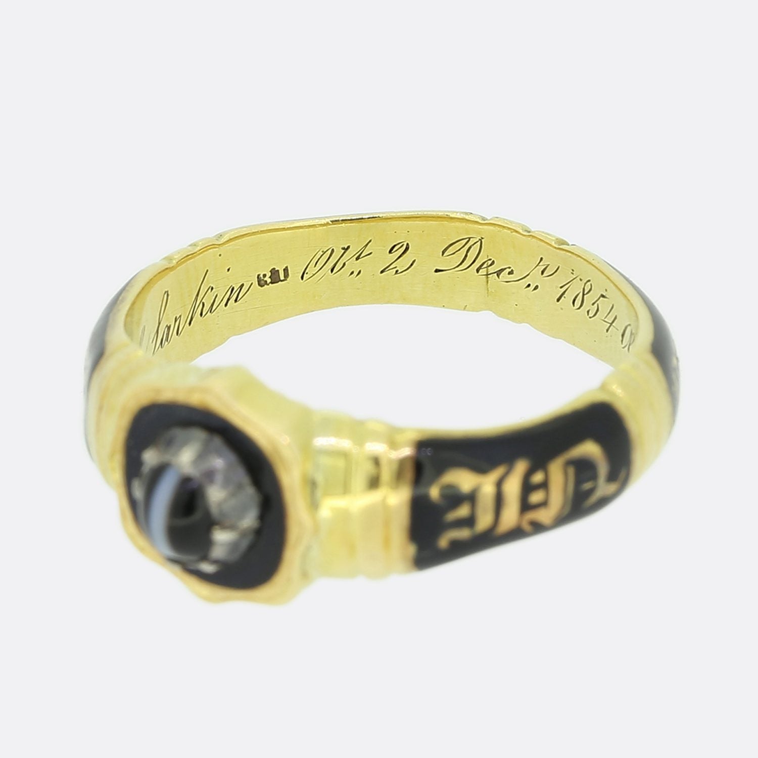 Victorian 1850s 'In Memory Of' Enamel Mourning Band Ring – The