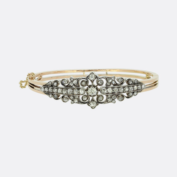 Victorian 1.20 Carat Diamond Hinge Bangle