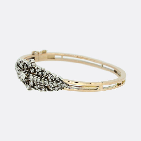 Victorian 1.20 Carat Diamond Hinge Bangle