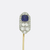 Art Deco 0.61 Carat Ceylon Sapphire and Diamond Stick Pin