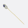 Art Deco 0.61 Carat Ceylon Sapphire and Diamond Stick Pin