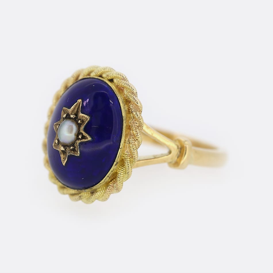 Victorian Pearl and Enamel Ring