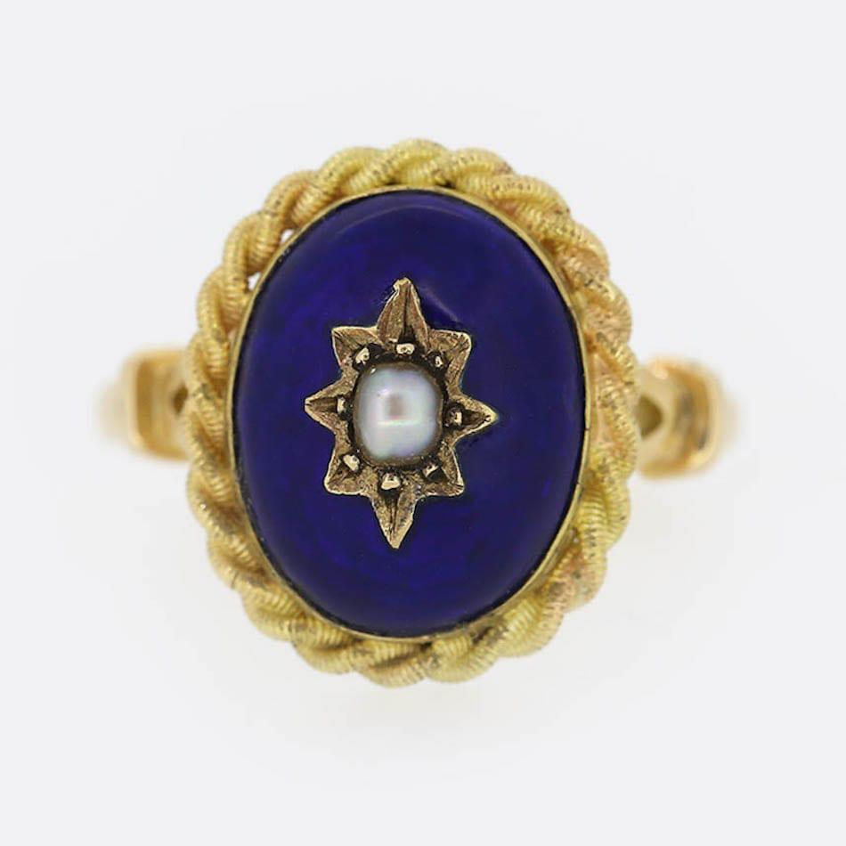 Victorian Pearl and Enamel Ring