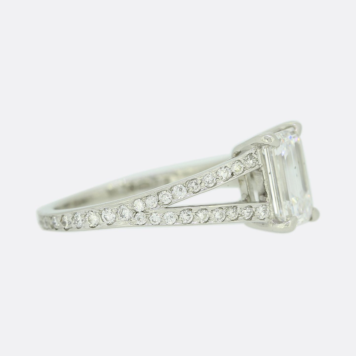 1.01 Carat Emerald Cut Diamond Split Shank Ring