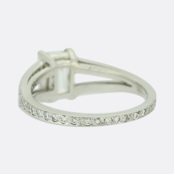 1.01 Carat Emerald Cut Diamond Split Shank Ring