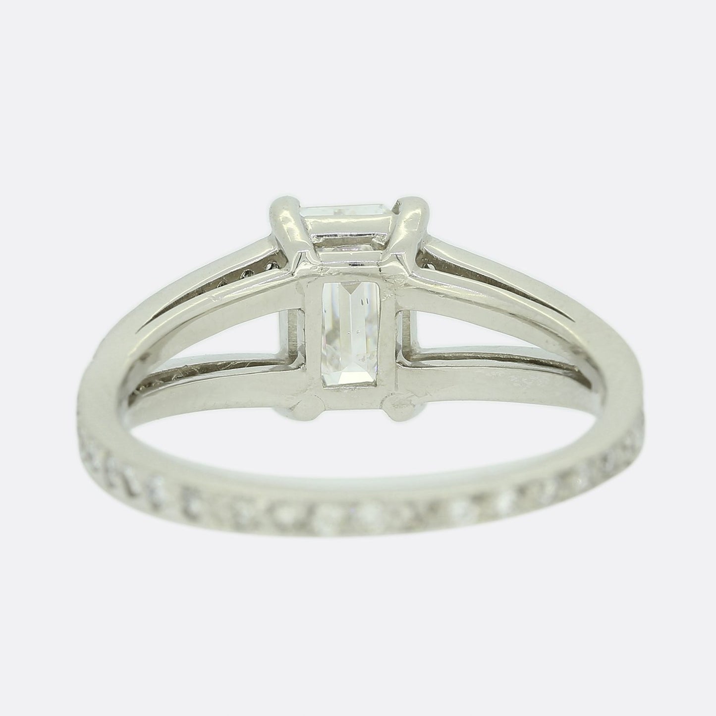 1.01 Carat Emerald Cut Diamond Split Shank Ring