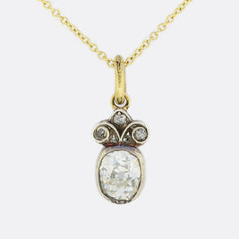 Victorian 0.90 Carat Old Cut Diamond Pendant