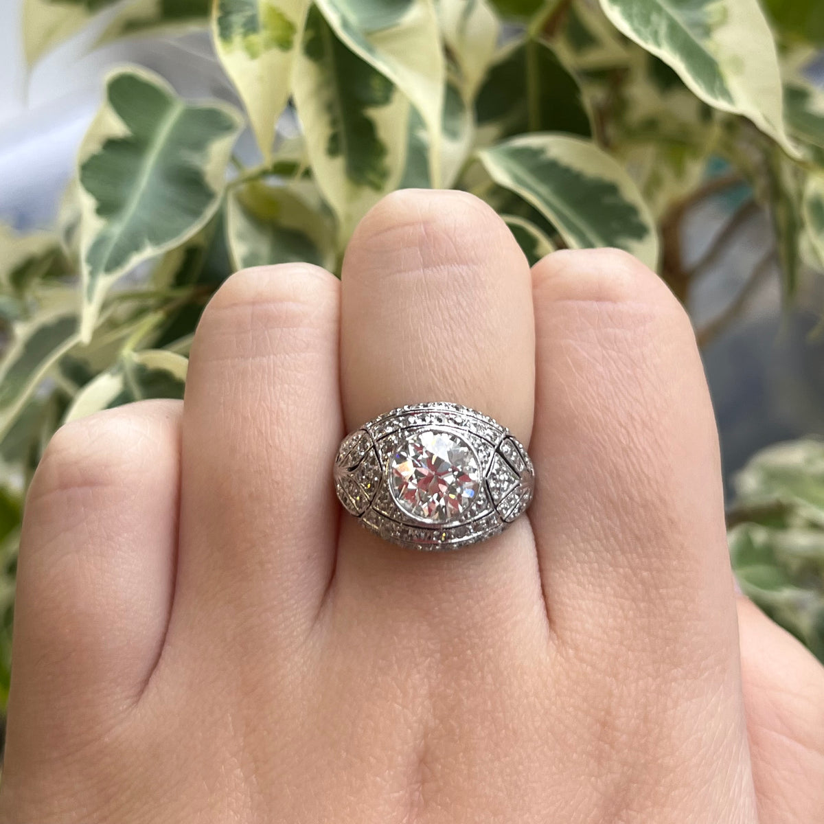 Art Deco 2.00 Carat Diamond Bombe Ring