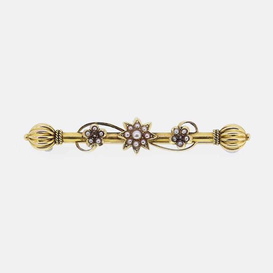 Victorian Pearl Bar Brooch
