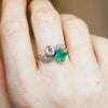 Antique Emerald and Diamond Toi Et Moi Ring