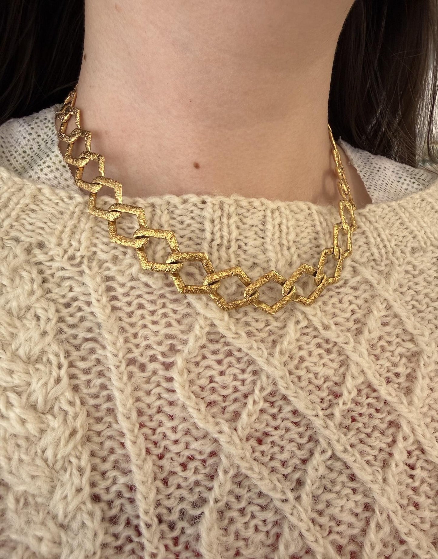 Vintage Textured Chain Necklace