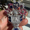 Art Deco Diamond Sapphire and Ruby Basket Brooch