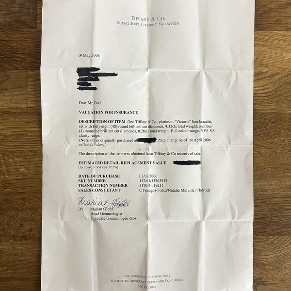 Tiffany & Co. 4.60 Carat Diamond Victoria Bracelet