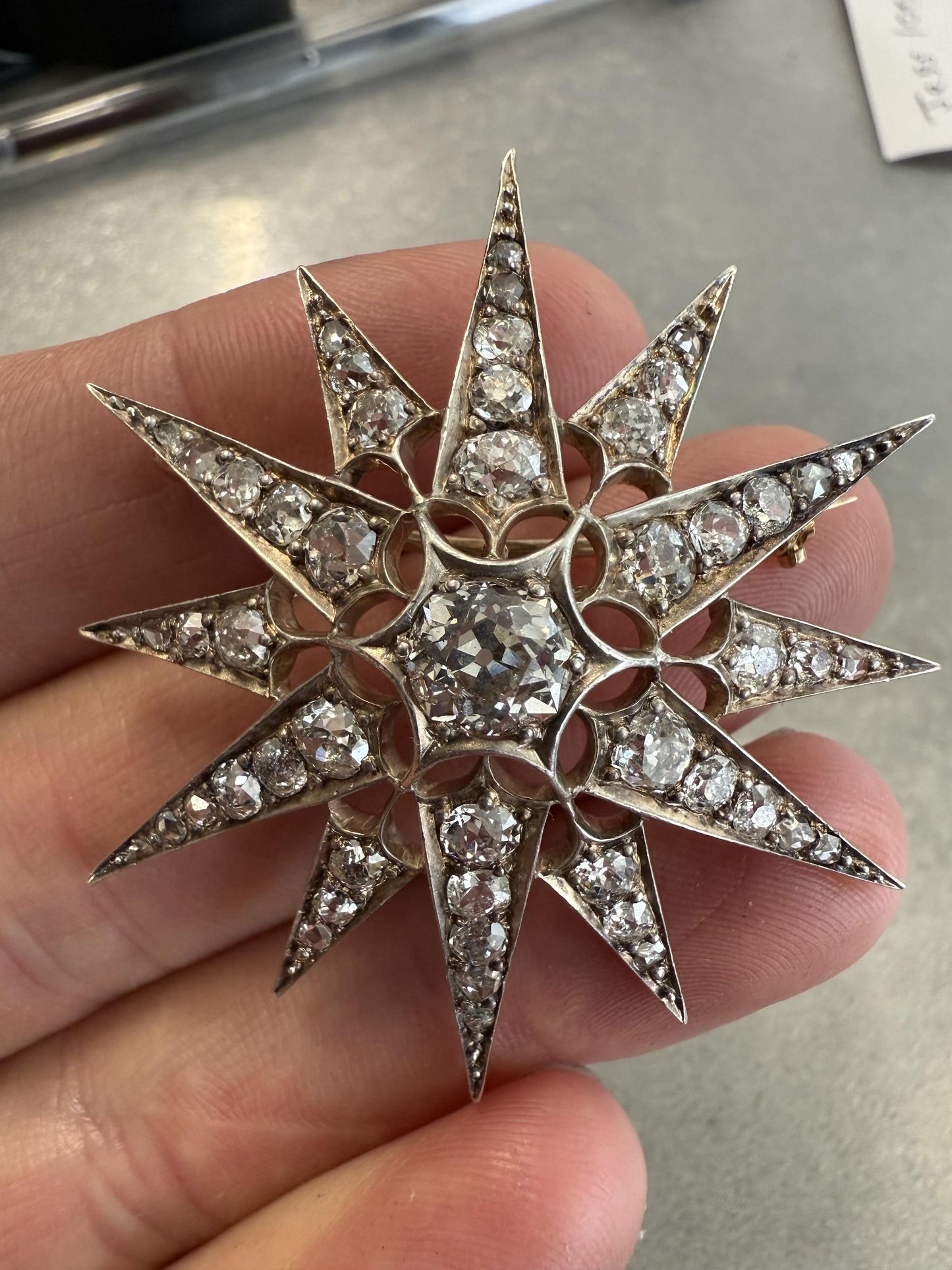 Victorian Old Cut Diamond Star Brooch