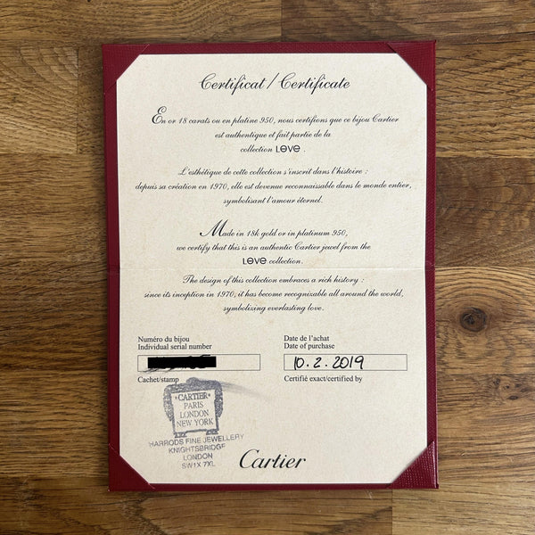 Cartier Classic Model LOVE Bangle Size 17