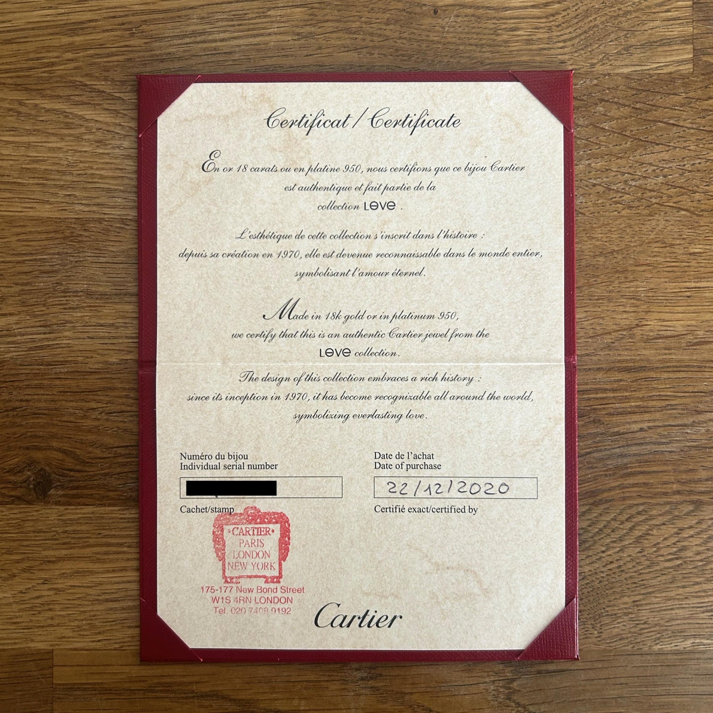 Cartier Classic Model Love Bangle Size 18