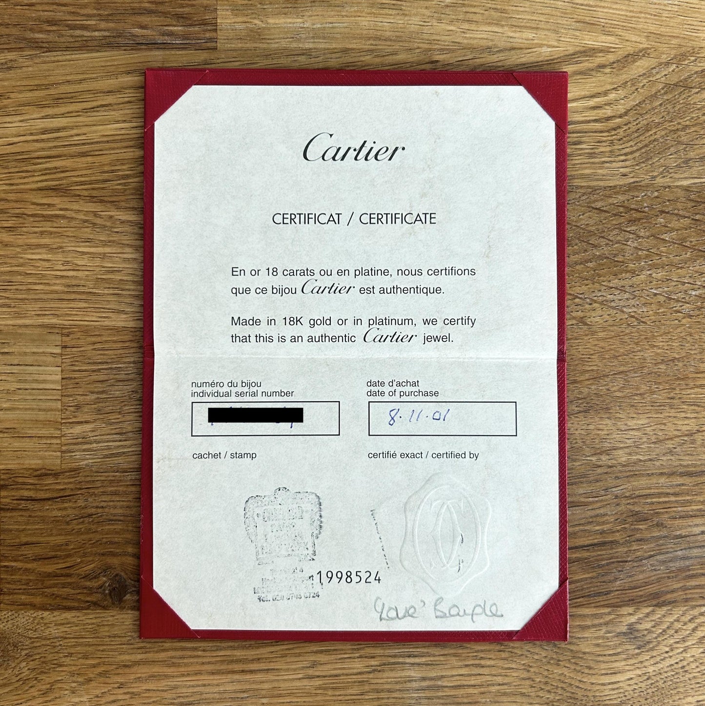 Cartier Classic Model LOVE Bangle Size 17