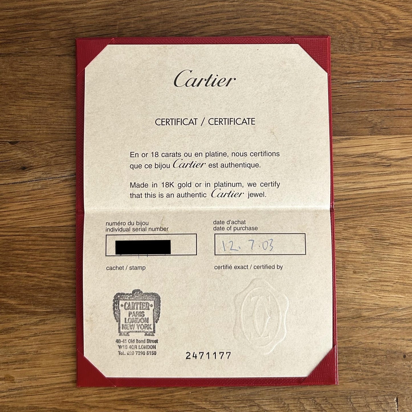 Cartier Classic Model LOVE Ring Size K 1/2 (51)