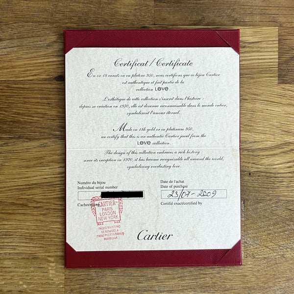 Cartier Classic Model Love Ring Size R (59)