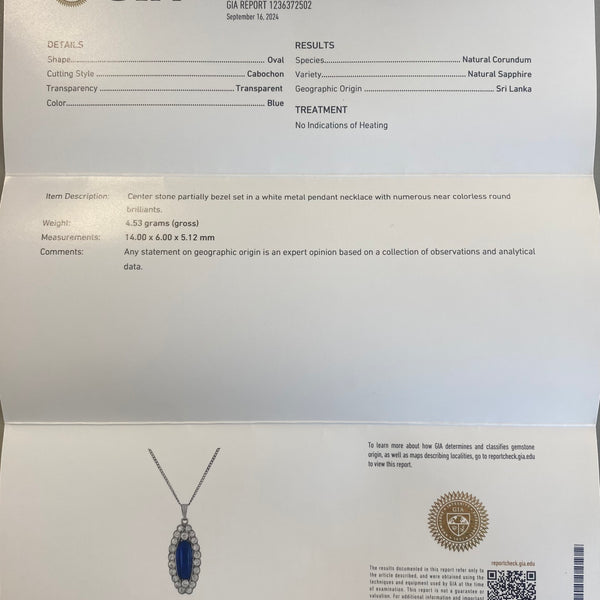 Art Deco Sapphire and Diamond Pendant Necklace