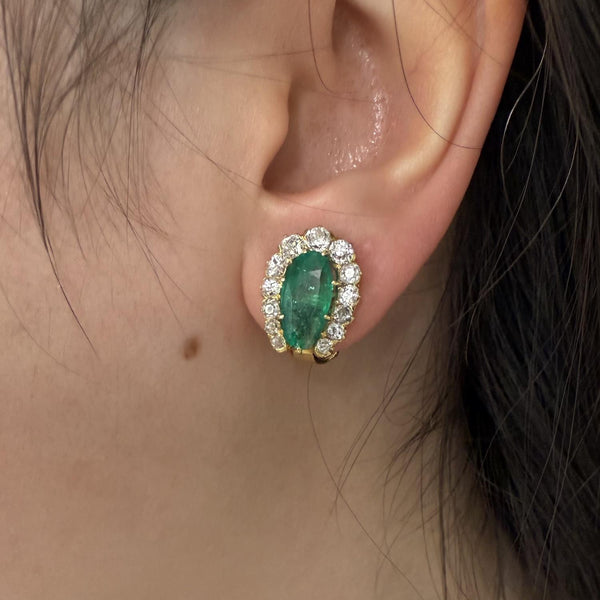 Victorian Emerald and Diamond Horseshoe Earrings