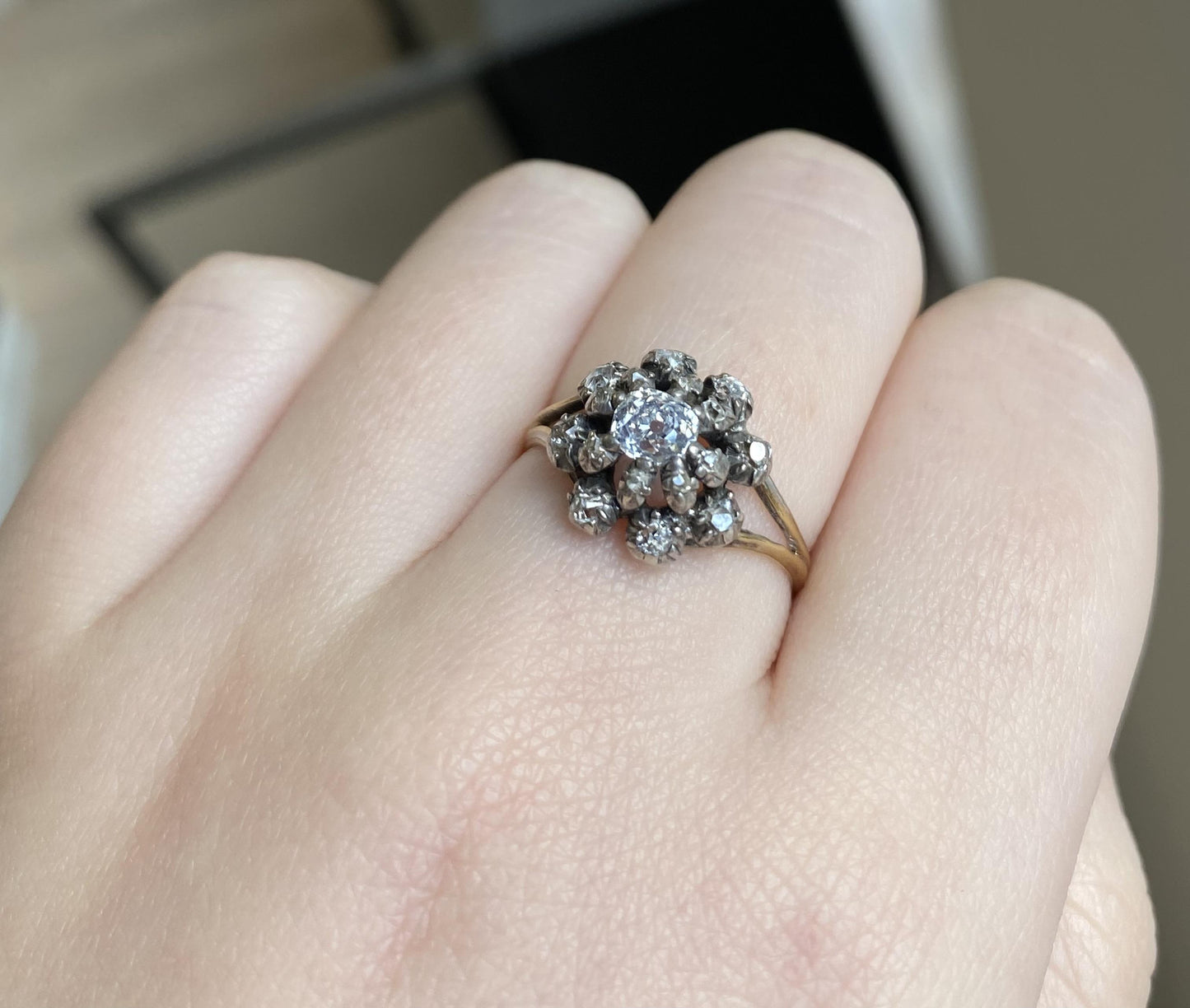 Victorian Old Cut Diamond Cluster Ring