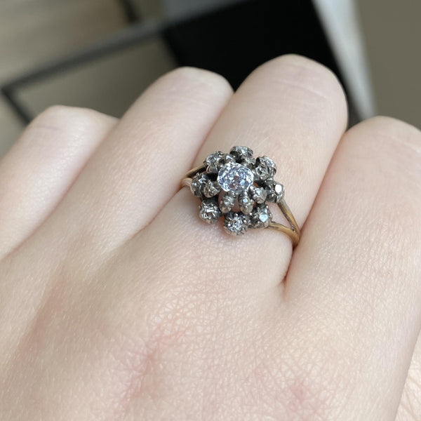 Victorian Old Cut Diamond Cluster Ring