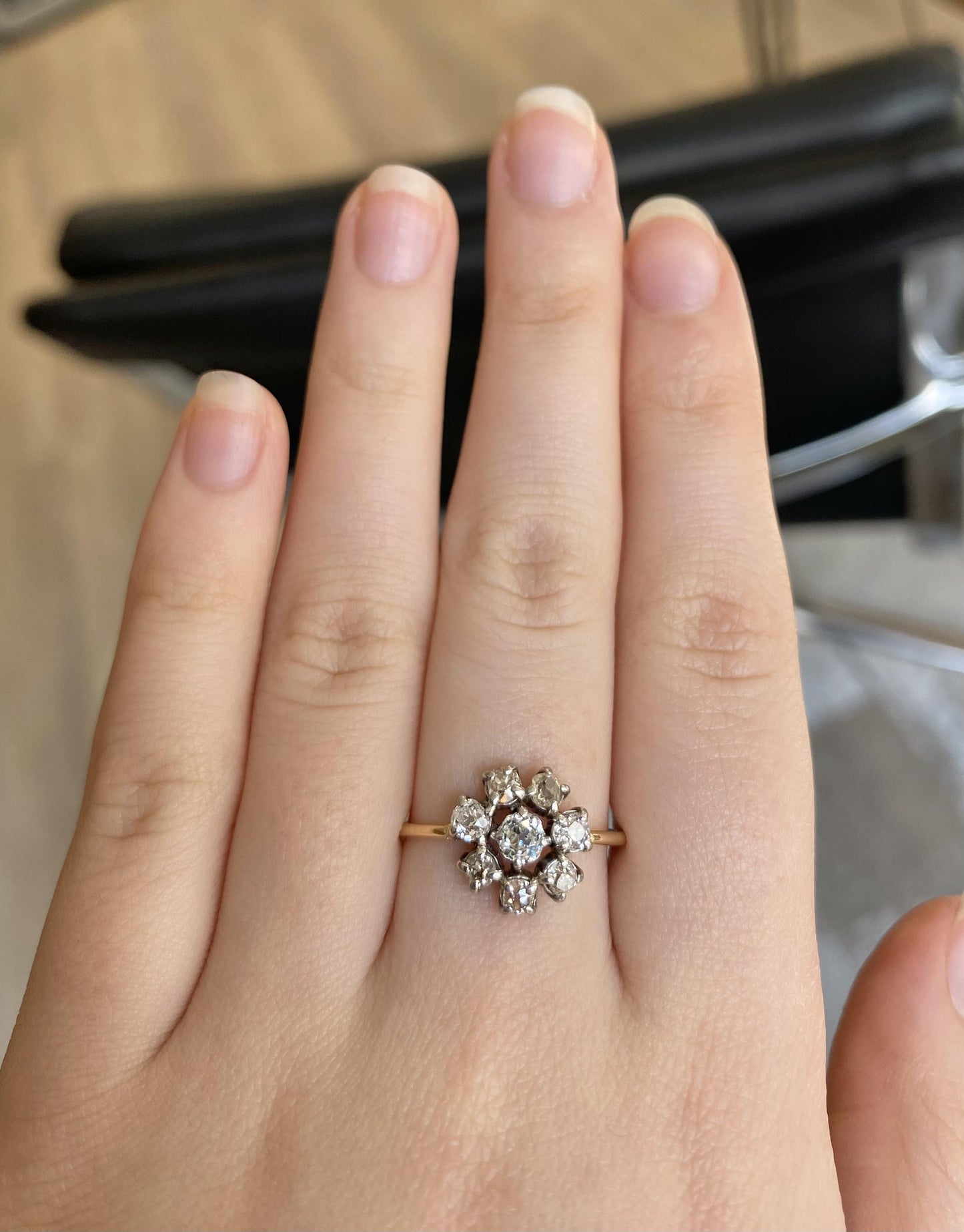 Antique Old Cut Diamond Cluster Ring