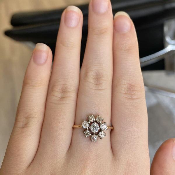 Antique Old Cut Diamond Cluster Ring